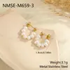 Pendientes Transfronterizos de Acero Inoxidable con Abalorios Pequeños Dorados y Múltiples Perlas Naturales Curvas, Pendientes Cortos Elegantes y Suaves para el Trabajo al por Mayor