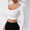 Primavera e verão europeu e americano novo fio yoga mangas compridas top feminino roupas de ioga roupas de esporte apertado cabresto slim fitness roupas