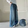 Calça Jeans Feminina Primavera e Outono 2026 Nova Casual Estilo Coreano Bordada Reta para Meninas Mais Velhas Transfronteiriça