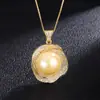 2023 Novo Conjunto Feminino Elegante Europeu e Americano Vintage Dourado Pérola Pingente Colar Anel Brinco Stud Flor