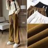 Calça Larga de Fleece Chenille Forrado para Mulheres, Calça Casual Reta de Cintura Alta para Outono e Inverno, Calça Cinza Petite Que Faz as Pernas Parecerem Mais Longas