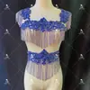 Joia com Aplique de Franja de Strass Vestido Vestido de Casamento Acessórios de Diamante Acessórios de Pele Roupa de Performance Roupa de Dança Acessórios