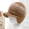 Gorro de Invierno para Mujeres de Mediana Edad y Mayores Abuela Mamá Persona Mayor Gorro Cálido Más Terciopelo Protección contra el Frío Lana Gorro de Punto para Señora Mayor