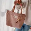 Hd1143A03 Bolso de Hombro de Pana Estampado de Gatito Coreano Bolso Cuadrado Pequeño Bolso de Viaje para el Trabajo Bolsa para el Almuerzo para Mujeres