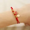 Cuerda de Mano para Joyería Cuerda Roja Este Año Tejido Hecho a Mano Estilo Nacional Estilo Nacional Conejo Zodiaco Pulsera Femenina Fuente en Vivo