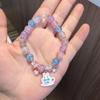 Pulseira Infantil de Cristal Colorido Estilo Novo Japonês e Coreano Transfronteiriça Fofa para Estudante Feminina Liga de Zinco Cartoon Pulseira de Contas de Vidro