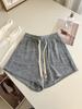 Chupeta Macia e Cericosa ~ Shorts Esportivos de Tricô Feminino Verão Finos para Usar por Cima Casuais Versáteis Largos na Perna Calça Pijama para Casa