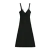 Elegante Elegante Estilo Chica Picante Sexy Costura Encaje Vestido de Tirantes Moda Deseo Puro Nicho Cintura Alta Vestido Línea A para Mujeres