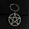 Design Europeu e Americano Personalizado Estrela de Cinco Pontas Geométrico Redondo Pingente Colar Chaveiro Montagem Pingente Roupas Acessórios Versáteis