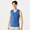 Playera sin mangas de cuello en V para hombre verano nueva seda de hielo chaleco de hombro ancho 180g actualización transpirable secado rápido chaleco base