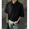 Camisa Polo de Manga Corta con Silueta Desestructurada para Hombre, Camiseta de Verano Estilo Americano Resistente con Media Cremallera, Camisa de Manga Corta para Hombre Cleanfit