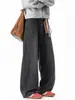 Han Lu Silueta Suelta Hebilla de París Jeans para Hombre Otoño Segmentado Desestructurado Lavado Retro Americanos Holgados Pantalones Largos