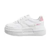 Zapatos Blancos de Plataforma con Suela Gruesa Estilo Minimalista para Mujer Modelo Otoño 2025 Tacón Grueso Wxy-3789L Transpirables de Caña Baja