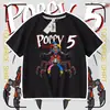 Camiseta de Manga Curta Nova de Verão Protótipo do Jogo Poppy Playtime, Top Versátil para Meninos e Meninas, Tendência