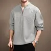 Sudadera de punto gofre de alta gama, ligera y con textura para hombre, con un diseño retro de media cremallera, un corte relajado y mangas largas, adecuada para el uso diario.