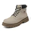 Botas Martin de Couro Genuíno para Homens, Sapatos Masculinos de Cano Médio, Novos Sapatos de Couro Tendência 2026 com Bico Largo, Sapatos Casuais de Trabalho para Homens, Respiráveis para o Outono