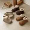 Botas Femininas Sapatos Grandes de Algodão 2026 Novo Estilo Inverno Com Pelúcia Espessada Quente Botas de Neve Menina Pequena Botas Curtas Infantis