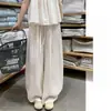 Pantalones de Lino Rosa de Pierna Ancha para Mujer 2026 Verano Delgados de Cintura Alta Adelgazantes con Caída Sueltos Casuales Estilo Perezoso de Pierna Recta