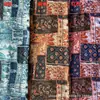 Tela Estampada de Algodón y Lino Estilo Étnico Raya Occidental Dragón Azul Estampado Tela Bohemia Cojín Mantel Falda de Lino