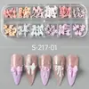 Accesorios para Uñas Nuevos Transfronterizos Estilo Ballet Rosa Lazo de Cinta Resina 12 Rejillas Accesorios Mixtos para Uñas