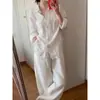 Conjunto de Camisa Branca de Linho e Algodão + Calça para Mulheres, Cardigã Solto Confortável Respirável de Primavera, Jaqueta de Proteção Solar