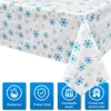 Mantel de copo de nieve temático navideño de Amazon transfronterizo decoración de fiesta navideña escena mantel desechable de PE al por mayor