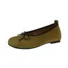 Sapatos femininos retro estilo coreano de bico quadrado que aumentam a altura, novo modelo outono 2026, laço, elegantes, mocassins rasos sem cadarço