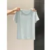 Camiseta Base de Verano 2026 para Mujer, Manga Corta, Cuello Redondo, Bordada, Estilo Nuevo Ins Simple Versátil, Camiseta Interior Top
