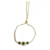 Pulsera Redonda de Moda Versátil de Alta Gama Estilo Francés con Zirconio Esmeralda Completo para Mujer, Exquisita Joyería de Lujo Ligero Deslizante al por Mayor