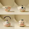 Juego de Tazas de Té de Cerámica con Rosa Estampada en Oro de Fábrica, Taza Maestra, Taza Personal para Degustación de Té, Juego de Té Kung Fu, Cuenco para Preparar Té