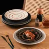 Platos de Cerámica Creativos Inspirados en Rituales, Platos Planos, Platos Domésticos de Servicio Estilo Japonés, Platos para Pescado, Platos para Empanadillas, Platos para Entrantes Fríos, Platos para Bistec