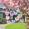 Letrero de Jardín para el Día de San Valentín Transfronterizo con Corazones Dulces y Coloridos, Letrero Decorativo de Jardín con Luces