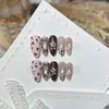 Dai Risen [Estrela Fria Doce] Unhas Vestíveis Totalmente Feitas à Mão Estampa de Leopardo Rosa Manicure Olho de Gato Francês Unhas Postiças