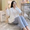 6535 mais fertilizante aumento 4XL5XL outono e inverno algodão a ar roupa mensal amamentação entremeio pijama para grávidas espessado