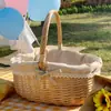 Cesta de Picnic de Mimbre, Cesta para Recoger, Bolso Tejido, Cesta para Juguetes, Cesta para Comestibles, Cesta para Frutas, Cesta para Flores, Cesta de Compras, Cesta de Almacenamiento