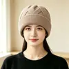 Chapéu de tricô tridimensional simples estilo europeu e americano, espessado para aquecimento no outono e inverno, adequado para homens e mulheres, à prova de vento e versátil para ciclismo ao ar livre