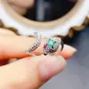 Anillo de Esmeralda Natural Popular al por Mayor de Fábrica Plata S925 Incrustado con Piedra Principal 4*4 Joyería de Lujo Venta Directa de Fábrica
