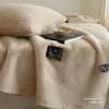 Manta de Felpa de Visón de Alta Gama Doble Cara Gruesa Cálida para Sofá Manta para Siesta en la Oficina Manta
