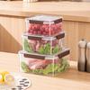 Cajón rectangular de plástico grueso para alimentos, para cocina, microondas, refrigerado, con tapa, comercial, sellado, caja de almacenamiento pequeña de cuatro botones