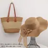 Set de Sombrero de Paja y Bolso de Comercio Exterior Transfronterizo para Vacaciones en la Playa, Moderno y Versátil, Protección Solar, Ideal para Viajar, Bolso de Hombro de Gran Capacidad