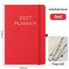 Planificador Diario de Una Página 2027 Transfronterizo Correa de Piel Suave PU Encuadernado con Cosido Cuaderno de Negocios Transfronterizo