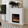 Gabinete Decorativo de Chimenea Estilo Retro Americano, Gabinete de Almacenamiento Texturizado Blanco y Negro, Gabinete de Entrada para Sala de Estar Estilo Francés con Luces, Gabinete Lateral Artístico