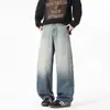 Ropa de Hombre Fengshe /25 Primavera y Otoño Nuevo Estilo Americano "Saber" vibe modelado atmosférico de alta resistencia jeans de pierna ancha para hombre