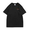 Camiseta de manga curta impressa frontal pesada japonesa masculina Xinjiang algodão gola redonda camisa de base solta meia manga na moda