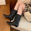 Botas Martin Tejidas Marrones Melard Vintage para Mujer, Nuevas Botas de Media Caña Otoño e Invierno 2026, Botas de Moda Francesa con Punta