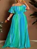 Vestido de Verão Feminino Plus Size Novo Estilo Europeu e Americano Transfronteiriço Comércio Exterior Sem Alças Ombro a Ombro Ajuste na Cintura Comprimento Médio