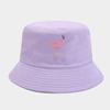 Nuevo Sombrero de Pescador Bordado de Flamenco Estilo Coreano para Mujer Estudiante Protección Solar para Compras al Aire Libre Sombrero Cubeta Macarrón Sombrero de Pareja