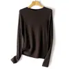 Camiseta interior de punto sin costuras de una sola pieza 60 count de lana Yangzi para mujer, top tipo suéter, cuello redondo, nueva ropa de otoño para mujer