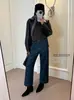 Jeans Cropped Rectos Versátiles Elásticos en Cuatro Direcciones Estilo Coreano de Moda Elegante para Mujer Su Xinlan/YOUMO 39083