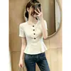 Blusa Elegante e Jovem para Mulheres Plus Size, Estilo Leve de Luxo, Manga Curta, Nova Coleção Verão 2026, Moda Única com Botões